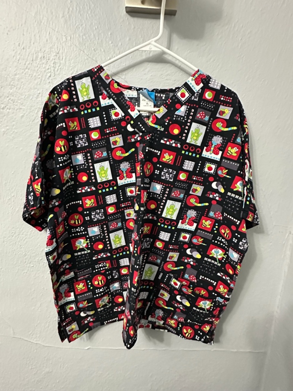 Scrub HQ Black and Red Outdoor-Themed Scrub Top